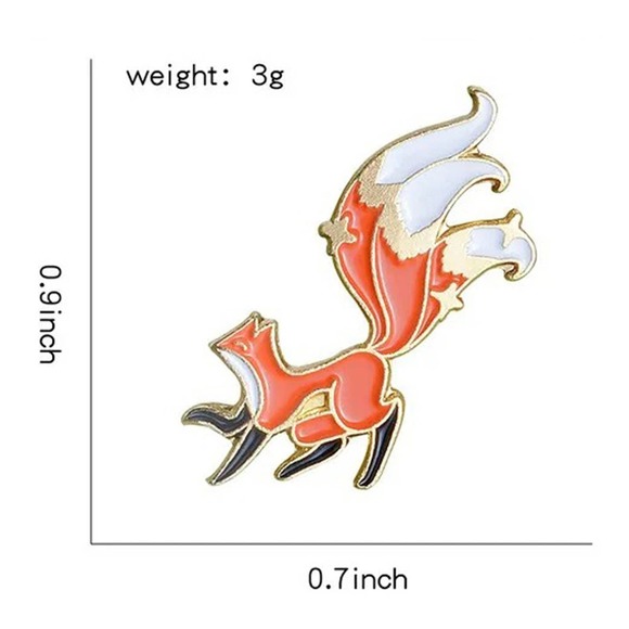 Three Tailed Red Fox Pin - Picture 3 of 9